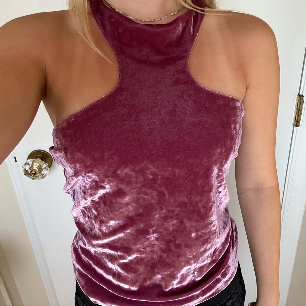 Purple/Pink velvet top. Perfect condition. Free people size small